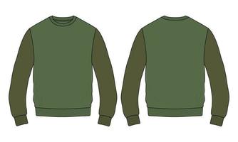 Two tone Color Long sleeve Sweatshirt Vector Illustration template front and back views.