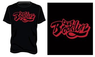 diseño abstracto de la tipografía de la camiseta con estilo de brooklyn de la ciudad de nueva york. ilustración vectorial diseño de impresión en el pecho de la camiseta vista de plantilla de color negro. vector