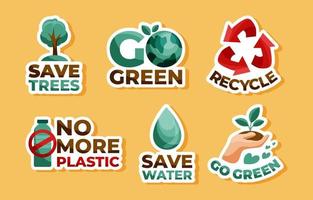 Clean Eco Go Greem Technology Sticker Set vector