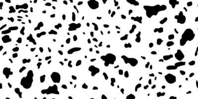 dálmatas vector patrón horizontal sin costuras. textura animal manchada de perro, leopardo, vaca. puntos negros al azar sobre un fondo blanco.