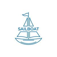 line art of sail boat logo vector illustration design, sail boat logo template inspiration