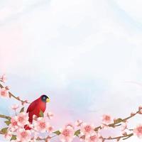 Spring Cardinal Bird in Sakura Tree vector