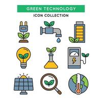 colección de iconos de tecnología verde vector