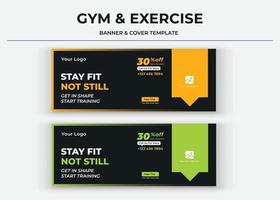 Stay fit not still Banner, gym social media cover, Fitness cover, banner, thumbnail vector