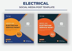 Need an electrician service now poster, Electrical Social Media Post and Flyer Template vector