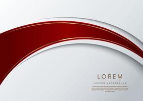 Abstract luxury red curves with elegant golden border on gray background space for text. Template design style. vector