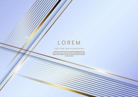 Elegant diagonal white and grey luxury background with golden border. Template premium award design. vector
