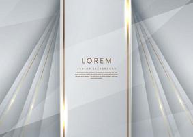 Abstract luxury white and grey elegant geometric diagonal overlay layer background with golden lines. vector