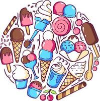 Ice Cream Element Doodle Pack vector