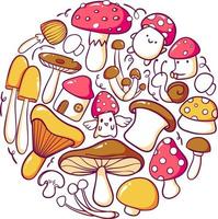 Mushroom Element Doodle Pack vector