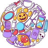 Witch Halloween Element Doodle Pack vector