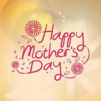 Happy Mother's Day greeting card concept. My mom is awesome. Hand-drawn calligraphic phrase with flowers isolated on white background. vector