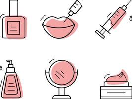 Cosmetics and care products, a set of simple symbols. Isolated vector monochrome illustration. A set of icons for care products. Fashion icon.