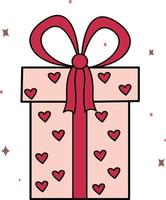 Vector image of a gift with hearts for Valentine's Day and New Year. A declaration of love.A holiday card.  Design for the Internet, banners, web pages and mobile applications, books, magazines, icons