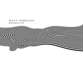 Abstract black and white op art lines pattern swirl wavy decorative template. vector