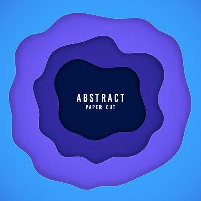 Abstract blue wavy paper cut template design.