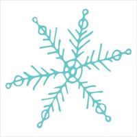 lindo clipart de copo de nieve dibujado a mano. ilustración de fideos vectoriales aislada sobre fondo blanco. navidad y año nuevo diseño moderno. para impresión, web, diseño, decoración, logotipo. vector
