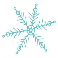 Cute hand drawn snowflake clipart. Vector doodle illustration isolated on white background. Christmas and New Year modern design. For print, web, design, decoration, logo.