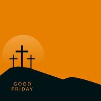 fondo negro naranja con tres cruces para el viernes santo. vector