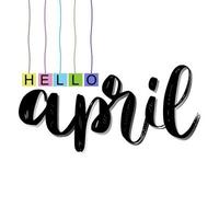 Hola abril. vector del mes de abril. ilustración mes abril