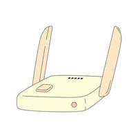 Wi-fi router in cartoon style. Vector illustration of internet modem isolated on white background. Symbol of telecommunications