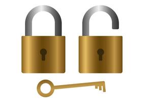 Locked and Unlocked Padlock with key isolated on white background vector