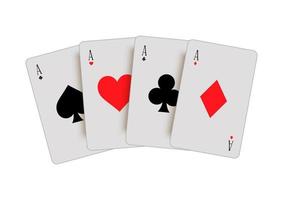 Set of Ace playing cards isolated on white background. Poker cards