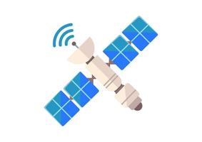 Satellite in flat style isolated on white background. Space Station Vector Icon