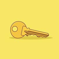 Key Vector Icon Illustration. Vector. Retro House Key Flat Cartoon Style Suitable for Web Landing Page, Banner, Flyer, Sticker, Wallpaper, Background