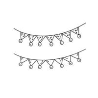 Holiday Garland of flags. Vector Doodle freehand illustration.