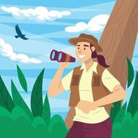 Bird Watcher Character Concept vector