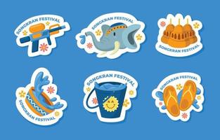 Songkran Festival Stickers Set vector