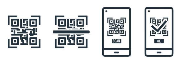 icono de escaneo de código qr aislado en un fondo blanco. códigos y símbolos de escaneo de objetos para aplicaciones web y móviles. signo de vector de línea.