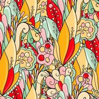 Floral seamless pattern with leaves, flowers and berries. vector