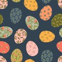 Easter eggs with floral texture vector seamless pattern. Happy Easter eggs card. Vector hand drawn background for fabric, paper, scrapbooking, gift wrap, wallpapers. Spring holiday.