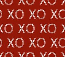 Xoxo pattern, love pattern. Vector xo xo seamless pattern. Abstract red background with white decorative xo lettering.