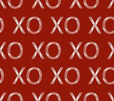 Xoxo pattern, love pattern. Vector xo xo seamless pattern. Abstract red background with white decorative xo lettering.