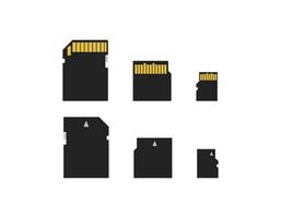 Memory cards isolated. Vector set of digital storage cards on white background. SD, micro and mini formats. Vector flat illustration