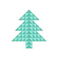 Merry Christmas. Green geometric abstract Christmas tree. The mosaic is triangular. Vector illustration