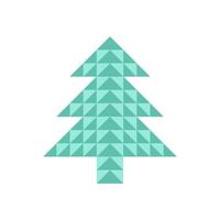 Merry Christmas. Green geometric abstract Christmas tree. The mosaic is triangular. Vector illustration