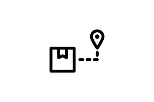 icono de ubicación de entrega de caja estilo de línea logística gratis vector