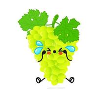 Cute sad grape character. Vector hand drawn cartoon kawaii character illustration icon. Isolated on white background. Sad grape character concept