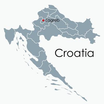 Croatia map freehand drawing on white background.