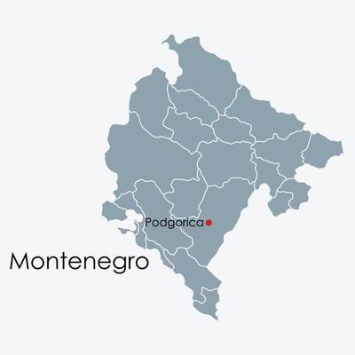 Montenegro map freehand drawing on white background.