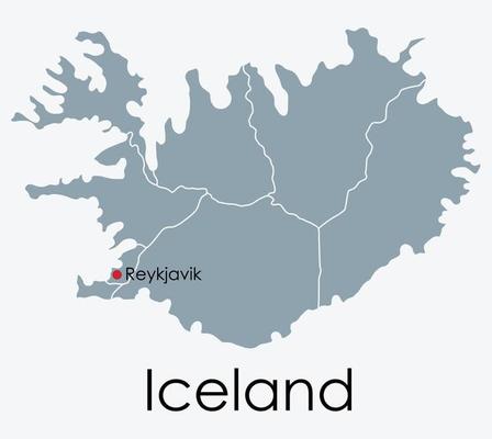 Iceland map freehand drawing on white background.