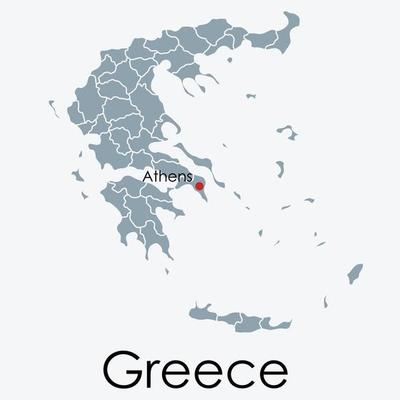 Greece map freehand drawing on white background.