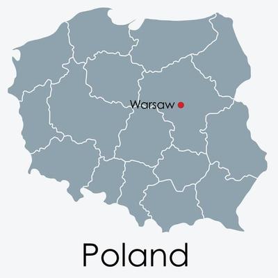 Poland map freehand drawing on white background.