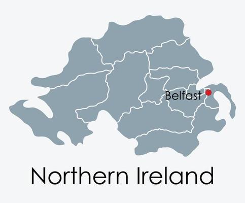Northern Ireland map freehand drawing on white background.