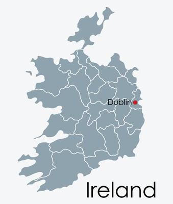 Ireland map freehand drawing on white background.