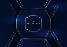 Abstract luxury blue and gold template design of geometric template. vector